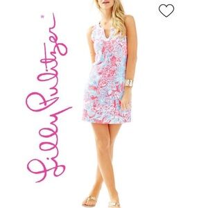 Lilly Pulitzer Estrada Pink Sun Ray Summer Siren French Terry Shift Dress Large